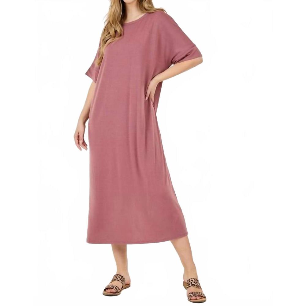 NEW SHOP BASIC basic boxy maxi dress in mauve